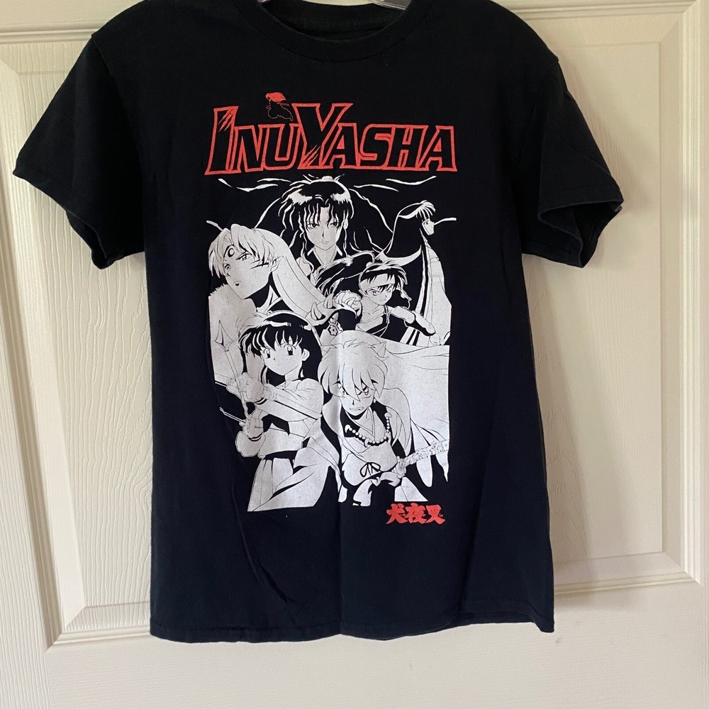 InuYasha Anime T Shirt Unisex Size L Black Graphic Short Sleeve 2009‎